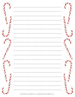 Candy Cane Writing Paper Christmas Worksheet