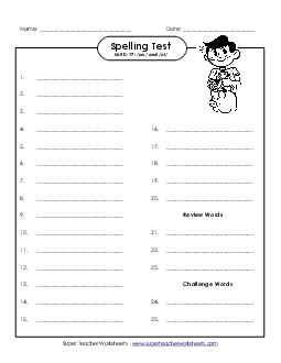 Spelling Test (D-17) Spelling D Worksheet