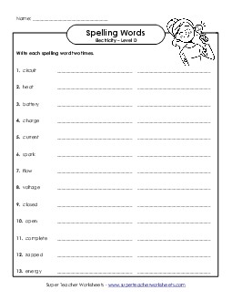 Write the Spelling Words Twice Spelling D Worksheet