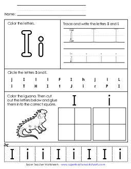 Letter I - Mixed Skills (Basic) Alphabet Worksheet