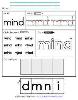 Worksheet 2: Mind Sight Words Individual Worksheet