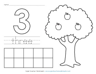 Apple Counting Mat: Three Worksheet