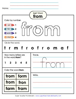 Worksheet 4: From Sight Words Individual Worksheet