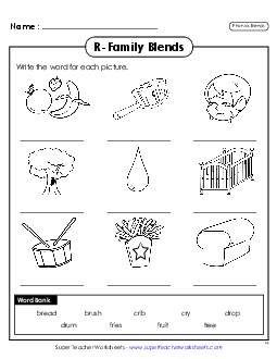 Write the Words: R-Blends Free Phonics Blends Worksheet