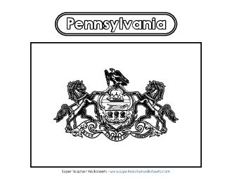 Pennsylvania Flag Coloring Page States Individual Worksheet