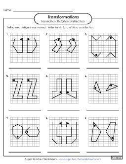 Translation, Rotation, Relfection on Grid Free Translation Rotation Reflection Worksheet