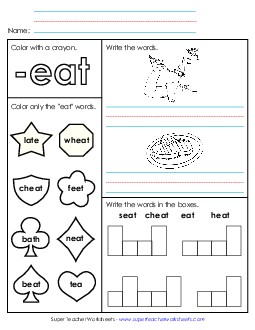 Worksheet 1 (-eat Words) Word Families Worksheet