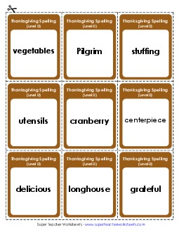 Flashcards (D-Thanksgiving)  Spelling D Worksheet