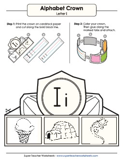 Letter I - Crown Alphabet Worksheet