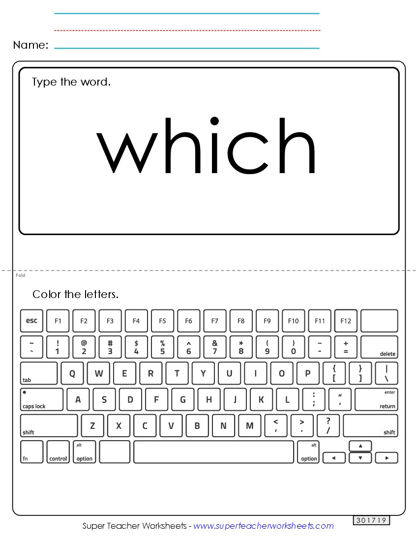 Type the Word: Which Sight Words Individual Worksheet