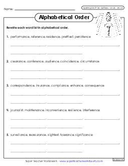 Alphabetical Order Worksheet (F-26)  Spelling F Worksheet