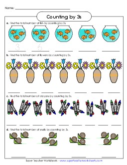 Counting Objects by 3s Worksheet