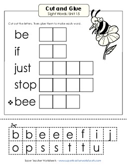 Cut-and-Glue (Unit 15) Sight Words Worksheet