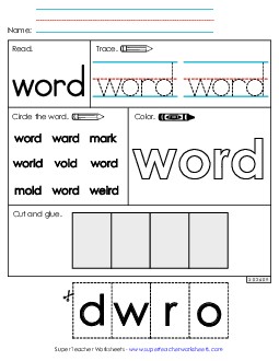 Worksheet 2: Word Sight Words Individual Worksheet