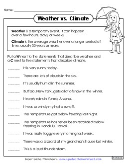 Weather vs. Climate Worksheet 3rd Grade 3rd Grade Science Worksheet