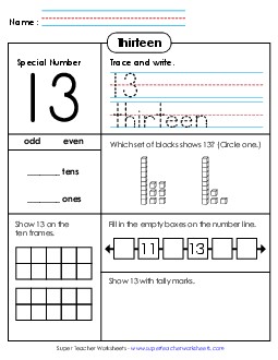 Special Number: 13 Counting Worksheet