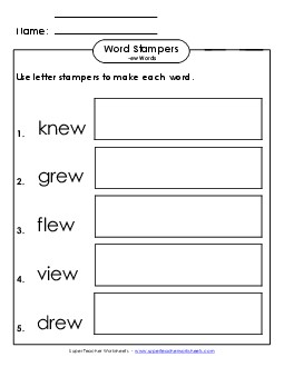 Letter Stampers Activity (-ew Words)  Word Families Worksheet