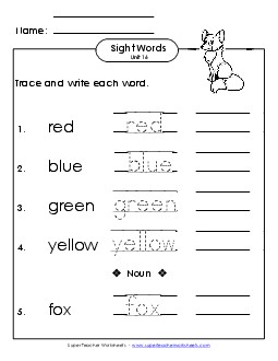 Read, Trace, Write (Unit 16) Sight Words Worksheet