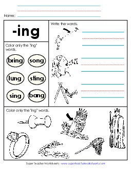 Worksheet 2 (-ing Words) Word Families Worksheet