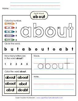 Worksheet 4: About Sight Words Individual Worksheet