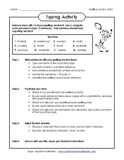 Typing Sentences (D-5) Spelling D Worksheet