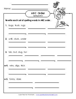 ABC Order - Word Sets (B-5) Spelling B Worksheet