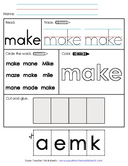 Worksheet 2: Make Sight Words Individual Worksheet