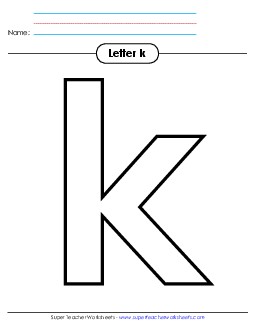 Outline - Lowercase k Alphabet Worksheet