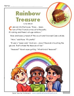 Rainbow Treasure 3rd Grade Reading Comprehension Worksheet