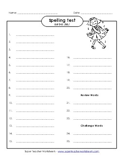 Spelling Test (D-6) Spelling D Worksheet