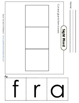 Large Cut-and-Glue: Far Sight Words Individual Worksheet