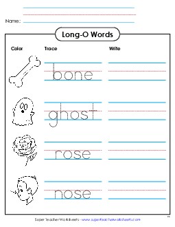 Trace and Write Phonics Long Short O Worksheet