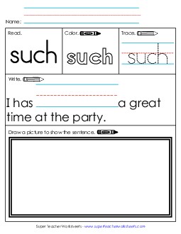 Worksheet 3: Such Sight Words Individual Worksheet