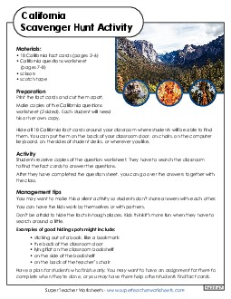 California Scavenger Hunt States Individual Worksheet