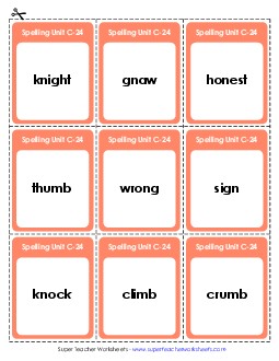 Flashcards (C-24) Spelling C Worksheet