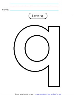 Outline - Lowercase q (Straight Q) Alphabet Worksheet