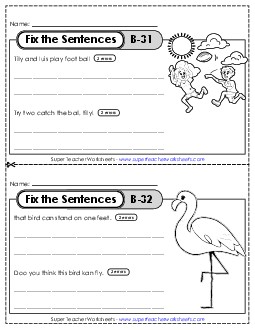 Fix the Sentences B-31 through B-35 Worksheet