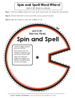 Spin and Spell (A-20) Spelling A Worksheet