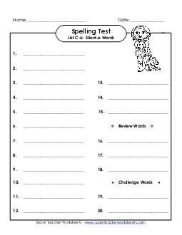 Spelling Test (C-7) Spelling C Worksheet