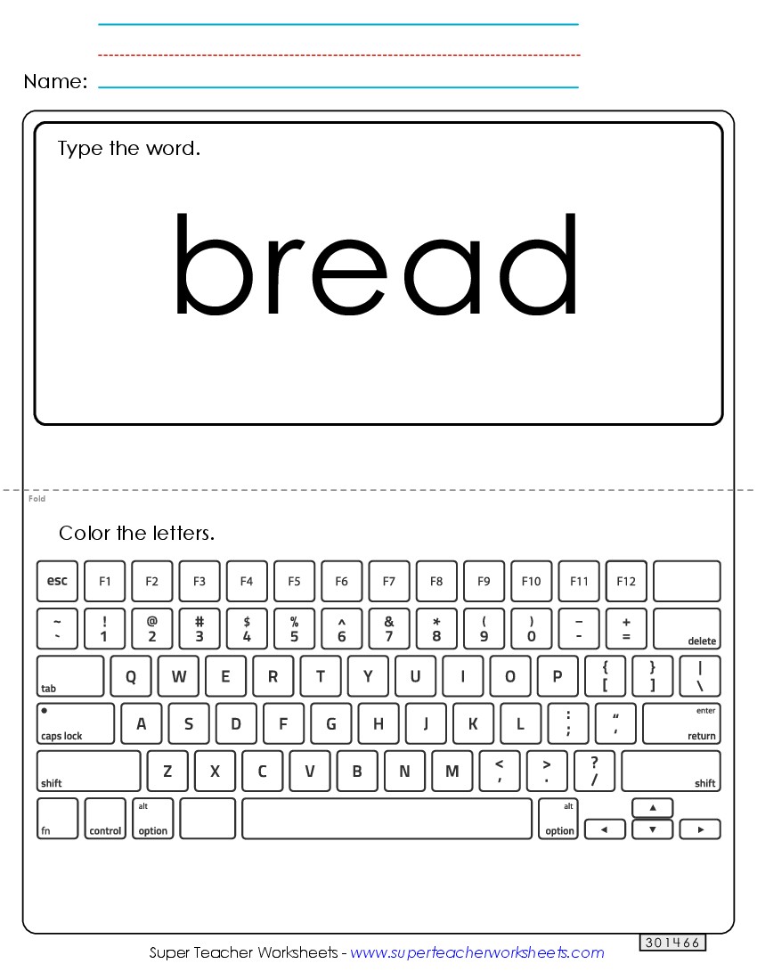 Type the Word: Bread Sight Words Individual Worksheet