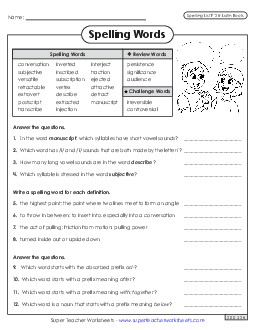 Question Worksheet (F-28) Spelling F Worksheet