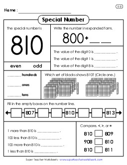 Special Number: 810 Worksheet