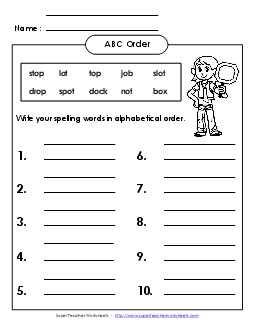 ABC Order - Write (B-4) Spelling B Worksheet