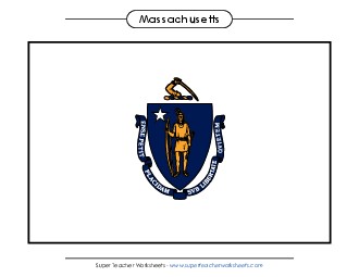 Massachusetts State Flag (Full-Color Version) States Individual Worksheet