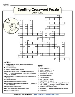 Crossword (D-5) Spelling D Worksheet