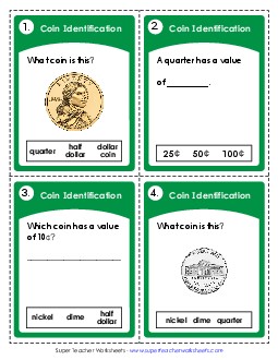 Identifying Coins Task Cards 2nd Grade Social Studies Worksheet