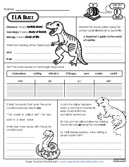 ELA Buzz: Week 1 Worksheets 1 through 5 Free Daily Ela Review Worksheet