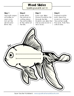 Word Slider (B-10) Spelling B Worksheet