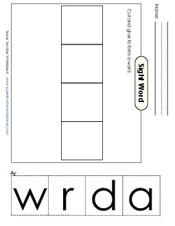 Large Cut-and-Glue: Draw Sight Words Individual Worksheet