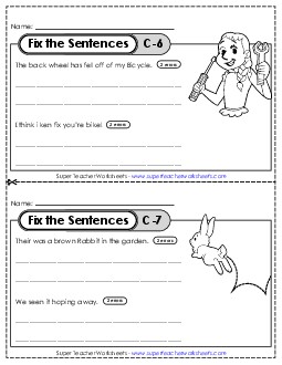 Fix the Sentences C-6 through C-10 Worksheet